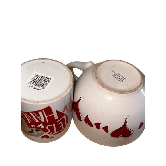 "Lets Hang" Heart Mug & Bowl Set With Sloth Design - Red & White Ceramic - Picture 2 of 5